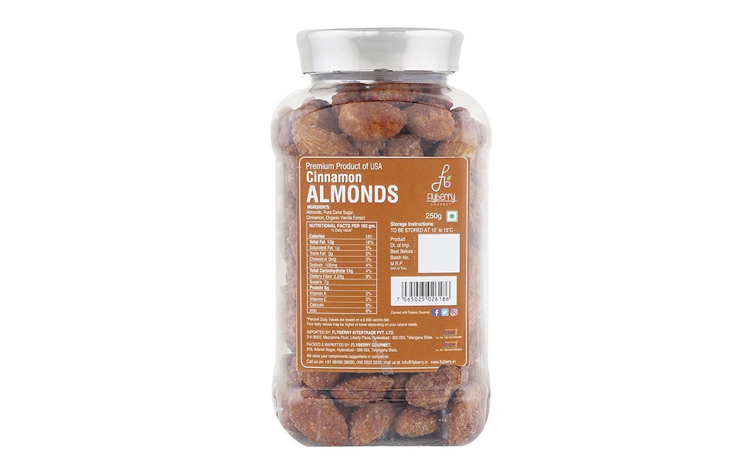 Flyberry Gourmet Cinnamon Almonds    Jar  250 grams